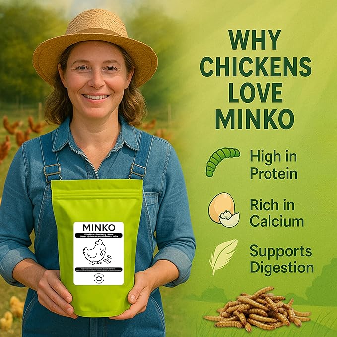 MINKO Canadian Black Soldier Fly Larvae 500 g (1.1 Lbs), High Protein Treats for Chickens, Ducks, Wild Birds, BSFL Snack for Poultry, Reptiles, Koi, Hamsters (500 g (1.1 lb), Natural)