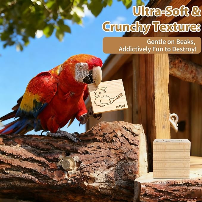 16 Pack Natural Balsa Wood Bird Chew Toys - World's Softest Wood, Safe Chewing Toys for Parakeets, Cockatiels, Lovebirds & Small Medium Birds. (Medium) (Medium 1)