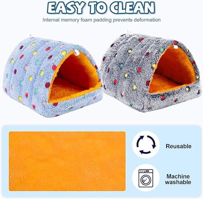 PETKNOWS 2 Pack Bird Nest House, Hanging Hammock Fluffy Parrots Bird Bed for Cage Bird Plush Nest Toy for Parrot Macaw Budgies Eclectus Parakeet Cockatiels Cockatoo Lovebird