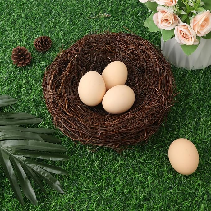 16 PCS 7 Inch Artificial Bird Nest for Crafts, Handicraft Rattan Bird's nest, Small Bird Nest, Bird's Nest Decorating Kit for Holiday, Table, Garden, DIY Terrarium Decor