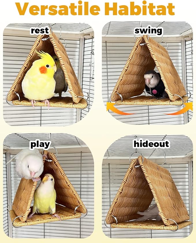 Chewproof Steel Frame Cockatiel Bird Nest for Cage, Washable Bird Bed Hammock for Medium Parrots Like Sun Conure, Quaker, Bird Tunnel Parakeet Nest, Parakeet Bed House Hut for Lovebird, Budgie