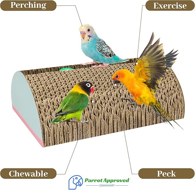 Parrot Cardboard Toy with Jingle Bells Bird Cage Perches Toy for Small to Regular Parrot Toys Bird Amazon, Grey Parrots, Parakeets,Macaw
