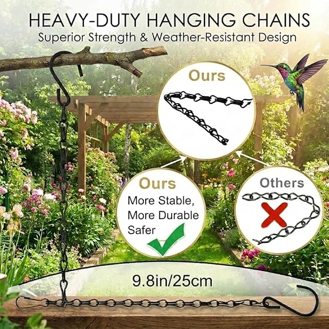 Hummingbird Swing & Perch for Outdoor – Rust-Resistant Metal Bird Perch with Colorful Beads, Easy Hanging Garden Accent Near Feeder, Bird Bath & Hummingbird House (2 PCS)
