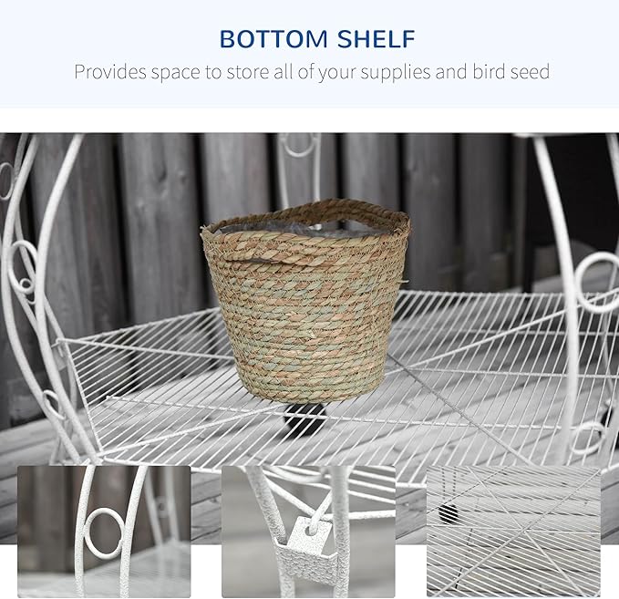 77" Flight Bird Cage Hexagon Covered Canopy Portable Aviary with Storage