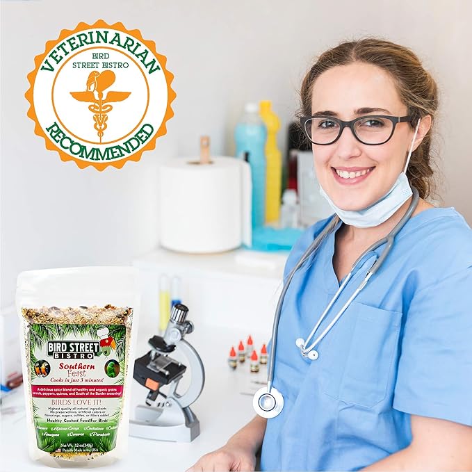 Parrot Parakeet Cockatiel Food - Bird Food - Cooks in 3-15 min with Natural Grains - Legumes - Non-GMO Fruits, Vegetables, & Health Orientated Spices (4.00 Pound (Pack of 1), Southern Feast)