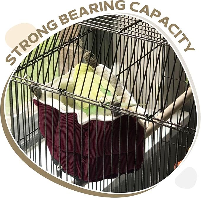 QBLEEV Bird Nest House Winter Warm Bird Bed for Cage Hanging Bird Hammock Soft Plush Snuggle Hut Tent, Parrot Cage Accessories Birds Hideaway Sleeping Bed for Budgie Parakeet Cockatiel, Red