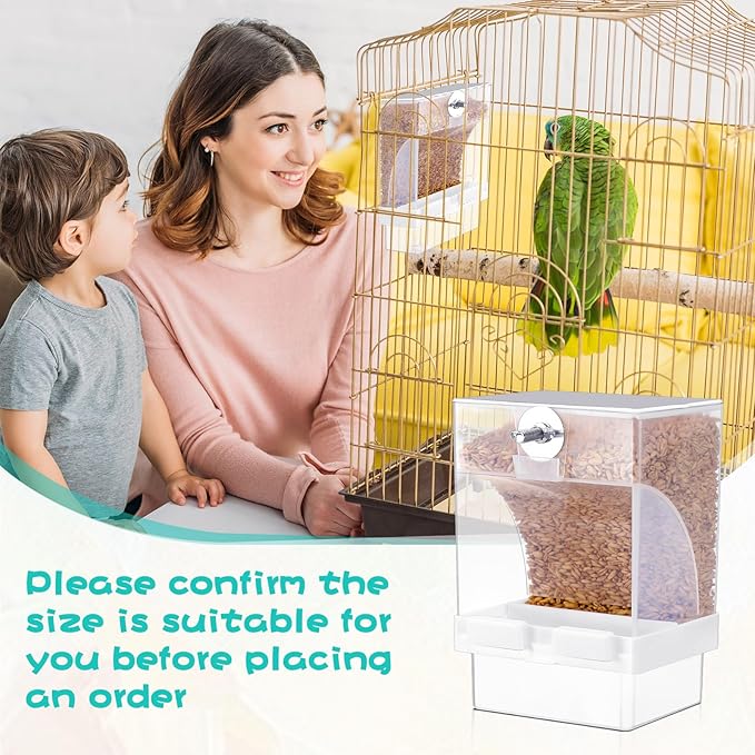 GlikCeil 8 Pcs No Mess Bird Feeder Automatic Bird Feeder for Cage Bulk Parrot Seed Food Container Cage Accessories for Small Medium Parakeet Canary Cockatoo Cockatiel Finch