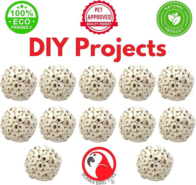 Bonka Bird Toys Mini Sola Atta Balls Foot Talon Craft Part Parrot Cage Toy Cockatiel, Conure, Caiques, and Similar Breeds (3892 Pack 12)