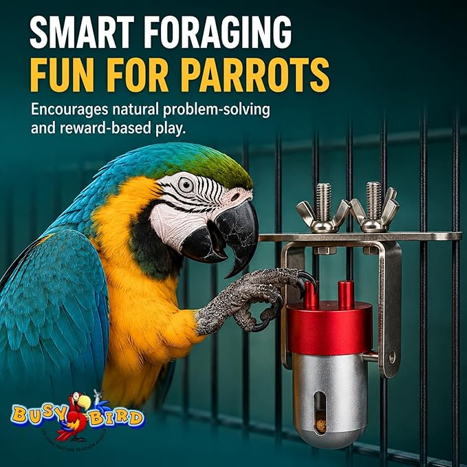 Bird Toys (Goodie Gadget) Treat Dispenser | Parrot Foraging | Bird Puzzle Feeder | Large Bird Toys | Durable Cage Accessory to Promote Natural Foraging Behavior for Parrots, Cockatiel, Parakeets