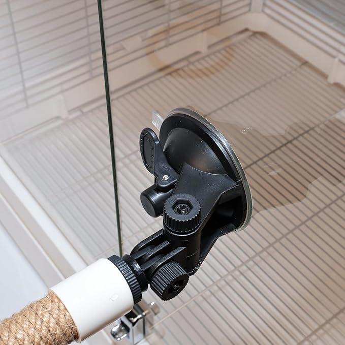 Natural Flax Bird Perch Stand with Strong Suction Cups | Movable Parrot Training Perch for Window/Mirror/Car/Tiles | Universal for Budgie, Cockatiel, Conure (Basic Parrot Perch)