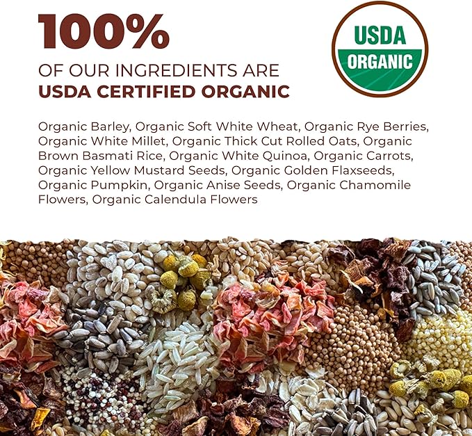 Blissful Balance Organic Parakeet Food, USDA Certified, Non-GMO, for Parakeets and Budgies, 2 lbs
