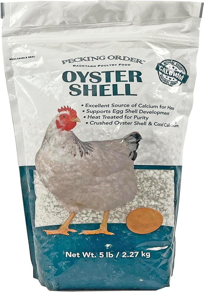 Pecking Order Oyster Shell - Calcium Supplement to Support Laying Hens and Strong Egg Shell Development (5 LB)