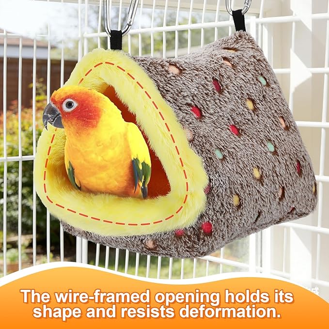 MEWTOGO Medium Winter Warm Bird Nest for Cage - Comfortable Birds Bed with Support Plate, Hanging Shed Hideaway Hammock Hut Gift for Cockatiel Monk Parrots Sun Conure