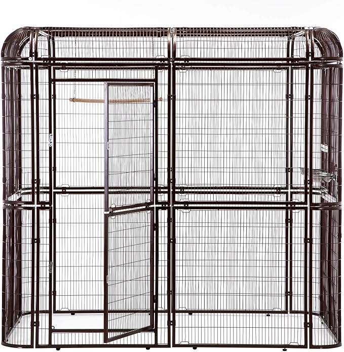 Large Walk-in Cages Heavy Duty Bird Cage Outdoor Aviary Parrot Macaw Conure Lovebird Pet House Finch Parakeet Cockatiel Macare Birdcages Brown