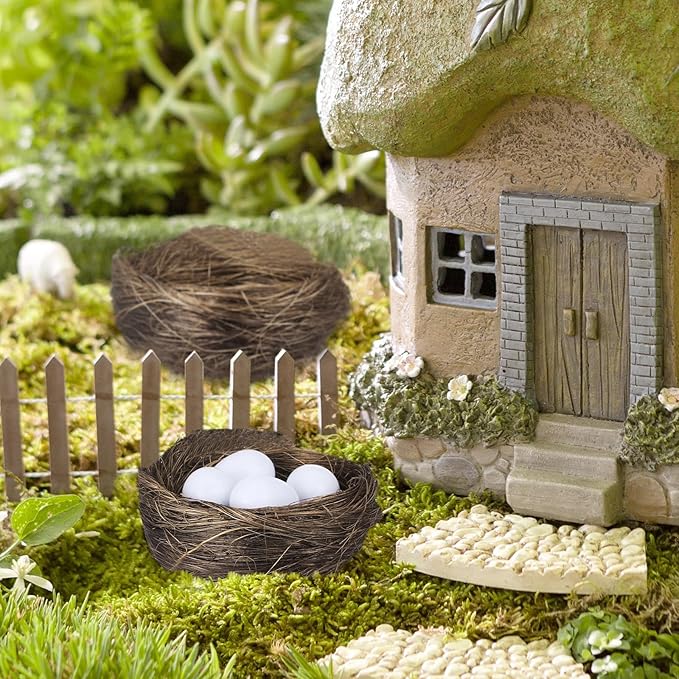 Veemoon 16Pcs Mini Bird Nest: Easter Egg Hunt Decorations 2.75" Small Artificial Birds Nest for Easter Crafts Home Garden Decor Wedding Party