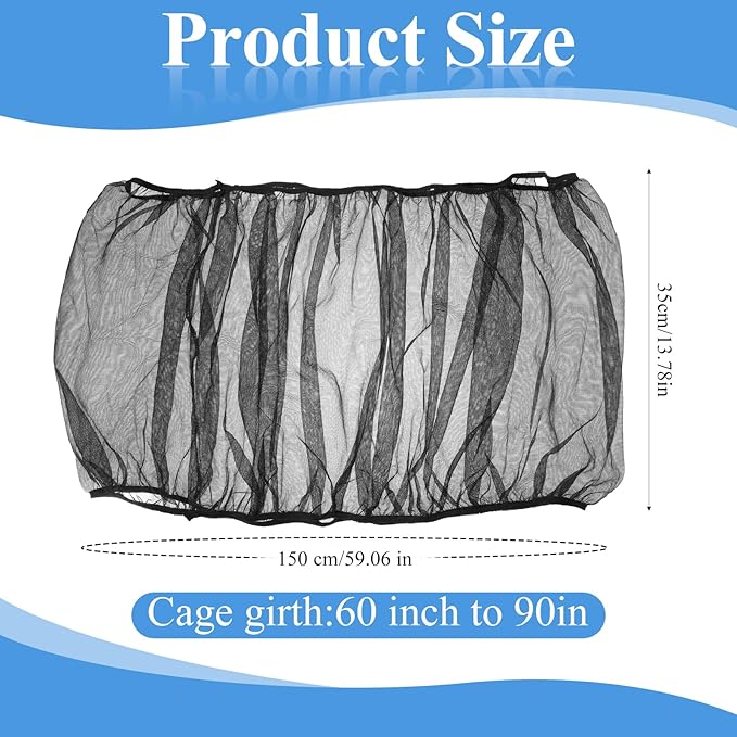 2 Pcs Bird Cage Seed Catcher, Elasticity Bird Cage Cover Seed Catcher Guard Birdscage Net Skirt Netting for Parrot Parakeet, Black