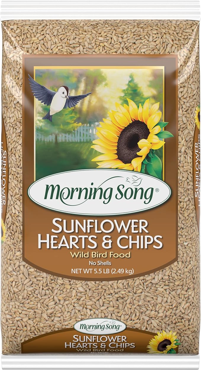 Scott Pet Sunflower Hearts/Chips 8LB & Morning Song Sunflower Hearts & Chips Wild Bird Food, No Mess Sunflower Seeds for Birds, 5.5-Pound Bag