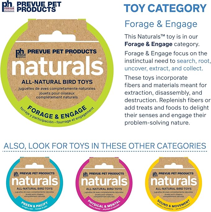 Prevue Pet Products Naturals Island Hideaway with Ladder - Bird Toy for Parakeet, Conures, Cockatiels, Amazons, and Small to Medium Pets, Cage Accessory for Climbing, Resting, and Beak Exercise