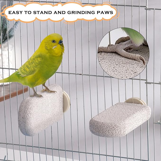 4pcs Bird Perch Stands Foot Claws Trimmer Beak Grinding Stone Parrot Climbing Chewing Toys Cage Accessories for Small Medium Birds Budgies Lovebird Conure (Large)