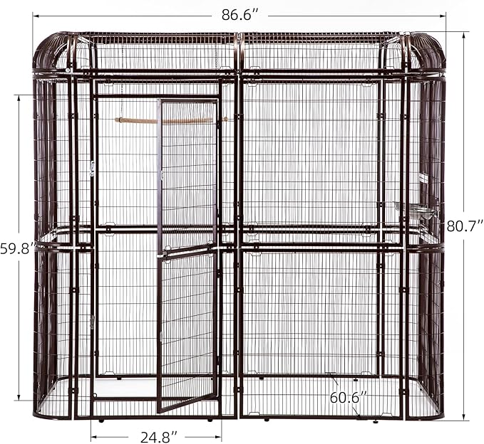 Large Walk-in Cages Heavy Duty Bird Cage Outdoor Aviary Parrot Macaw Conure Lovebird Pet House Finch Parakeet Cockatiel Macare Birdcages Brown