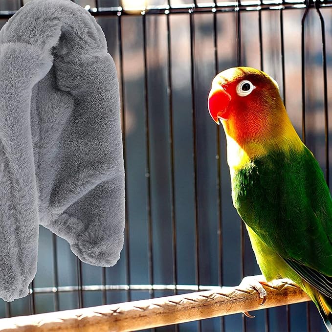 ISMARTEN 2 Pieces Comfort Corner Fleece Bird Blanket, Cuddle Nest Hanging Toy for Bird Cage, Warm Bird Shelter Bed for Small and Medium Parrots, Cockatiel Pigeon and Lovebirds (L)