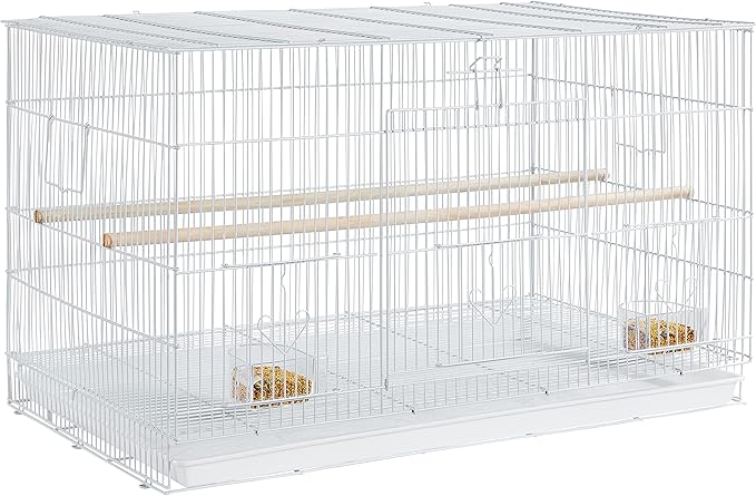 Topeakmart 30-inch Flight Bird Cage for Parrots Finches Budgies Cockatiels Parakeets Lovebirds Canaries with Slide-Out Tray, White