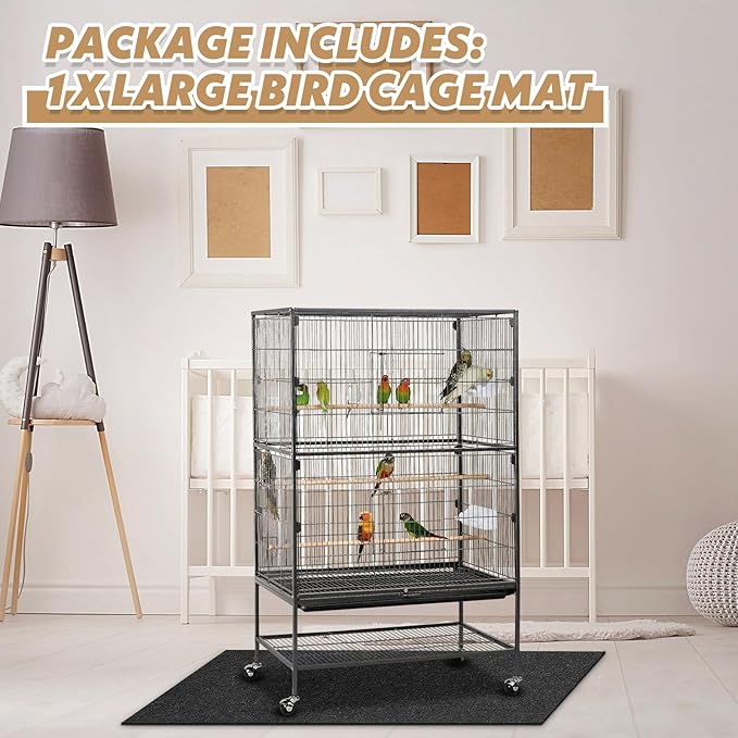 Nuanchu Large Bird Cage Mat, 30 x 36 Inch Under Pet Cage Mat, Absorbent/Waterproof Felt Pad for Bird Cages, Reptile Aquariums, Dog Kennels, with Non-Slip Backing for Hard Floors and Surfaces