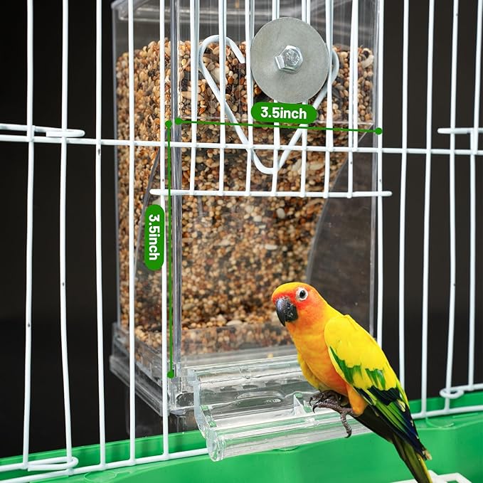 No Mess Bird Feeder Water Dispenser Set, Automatic Bird Feeder for Cage, Parakeet Cage Accessories, Parrot Cockatiel Seed Food Container Drinker for Squirrel Finch Lovebirds Budgies Canary