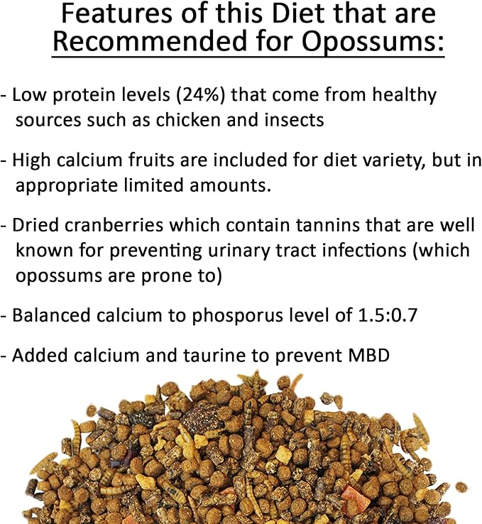 Exotic Nutrition Opossum Complete 4 LB | Nutritional Healthy Pellet Diet | Food for Short-Tailed & Virginia Opossums