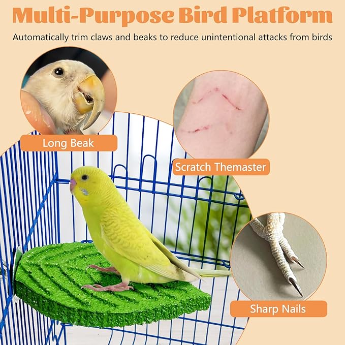 3 Pcs Parrot Perch Resin Bird Beak Grinding Stone Leaf Shape Perch Stand Foot Clawing Trimmer Bird Cage Accessories for Cockatiels Conures Budgies Lovebirds (Green)