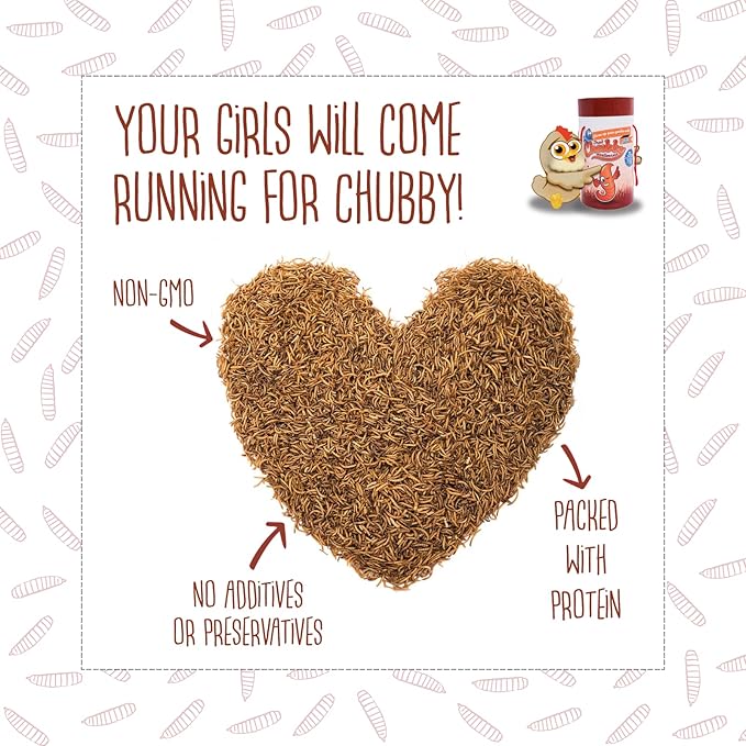 Chubby Dried Mealworms | 15 lbs | High-Protein Non-GMO Treats for Chickens, Ducks, Wild Birds & Backyard Pets | Resealable Bag with Handle