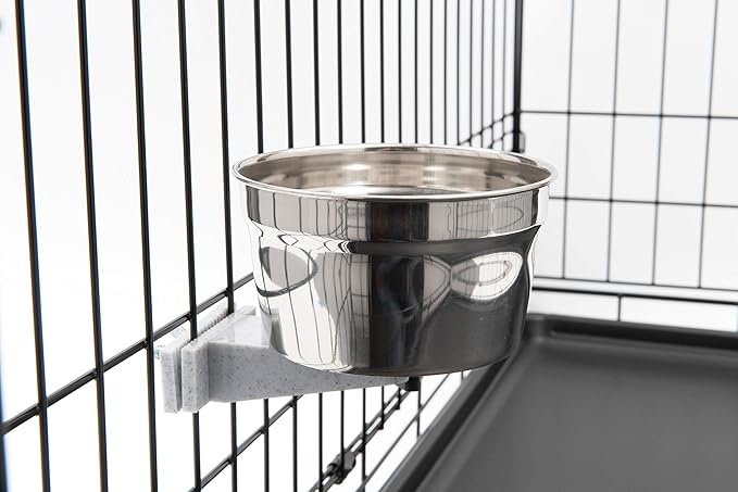 Lixit Quick Lock Cage Bowls for Small Animals and Birds. (20oz, Stainless)