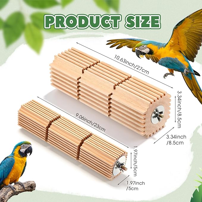 CroBlissful 1 Pcs Wooden Parrot Chew Toys Natural Wooden Bird Foraging Toy Chew Accessories Relieve Boredom and Anxiety, Foraging Toys, for Parakeet, Cockatiel, Conure, Budgie, Lovebird (L)
