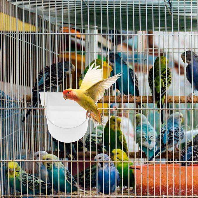 Milisten Semi-Circle Bird Food Feeder for Small Birds 4-Pack Cage Food Bowl and Water Container for Parrots Budgies Cockatiels Poultry Pigeons