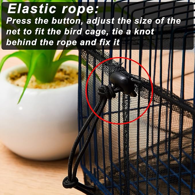 Shappy Large Bird Cage Seed Catcher,Bird Cage Cover Net Skirt Guard,Adjustable Soft Airy Mesh Net for Parrot Parakeet Macaw(118 x 15 Inch/ 300 x 37 cm,Black)