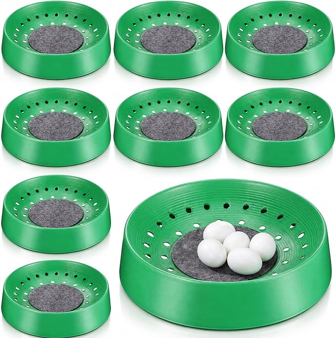 Balacoo 10 Pcs Pigeon Nest Bowl, Durable Plastic Pigeon Nesting Box with Comfort Pad, Breathable Washable Bird Breeding Hatching Bowl for Parakeet Quails Doves and Small Birds (Green)