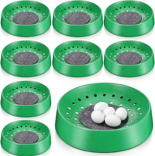 Balacoo 10 Pcs Pigeon Nest Bowl, Durable Plastic Pigeon Nesting Box with Comfort Pad, Breathable Washable Bird Breeding Hatching Bowl for Parakeet Quails Doves and Small Birds (Green)