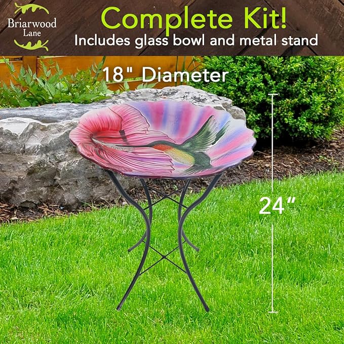 Briarwood Lane Hummingbird in Flight Glass Birdbath