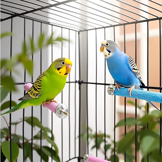 2 Pcs Bird Perch Stand Toy,Random Bird Perch Stand Toy Wood Parrot Grinding Claw Sticks Sanded Cage Toy for Parakeets Finches Parakeet Toys, Sanded Surface Cage Accessories for Parakeets Finches