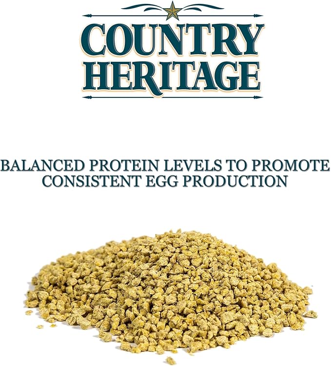 Country Heritage Chicken Layer Crumble 50lbs - 16% Protein Feed for Increased Egg Production & Strong Eggshells, High Protein