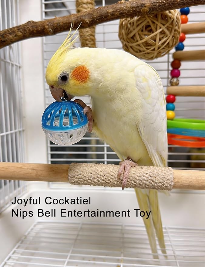 12 Pcs Bird Toys Colorful Chew Ball Toys with Bells for Small Medium Pet Birds Parakeets Cockatiels