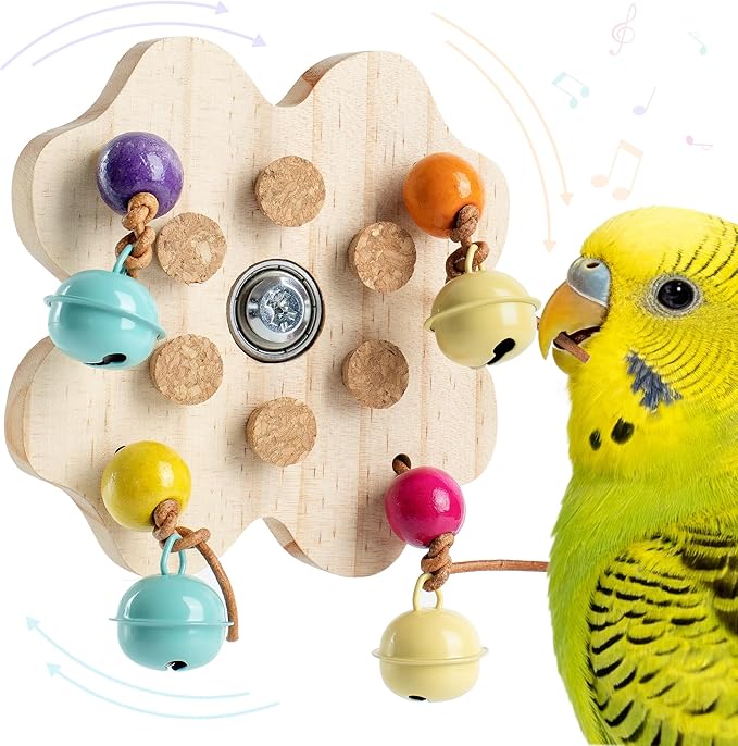 Mygeromon Bird Toys for Parakeets Interactive Spinning Bells Toy for Parrot Budgie Lovebird Cage Accessories