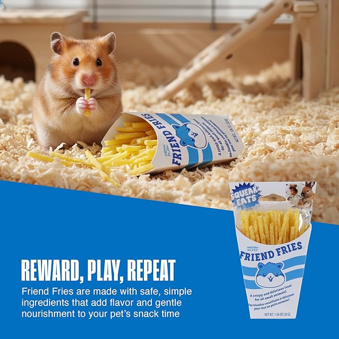 Penn-Plax Squeak Eats Friend Fries - Crispy and Delicious Small Animal Treats - Fun Fry-Shaped Snack for Rabbit, Rat, Hamster - Great for Bonding, Training and Enrichment - Easy to Serve 1.06 oz Pack