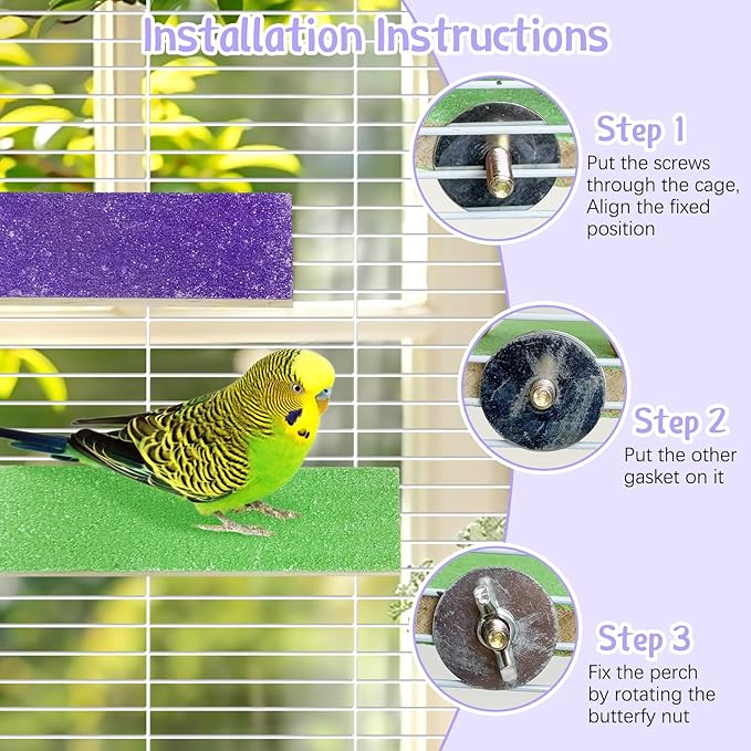 Hamiledy Colorful Bird Perches Wooden Paw Grinding Board Parakeets Stand Platform Bird Chewing Toys Cage Accessories for Budgies Cockatiels Conure Lovebirds Parrots Hamsters(8 Pcs)
