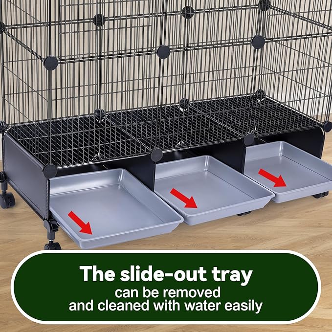VISCOO Encrypted Bird Cage (46" x 36" x 12"), with Wooden Perches, Metal Parakeet Cage with Slide-Out Tray, Water Bottle&Feeder, Bird Cages for Parrot,Parakeets,Cockatiel,Small Mid-Sized Birds