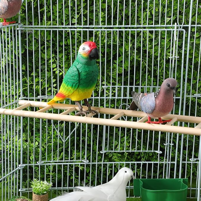 14.7 Inch Bird Ladder for Parakeets and Cockatiels, 8-Step Natural Wood Parrot Climbing Toy with Stainless Steel Hooks - Safe Chewing Cage Accessory