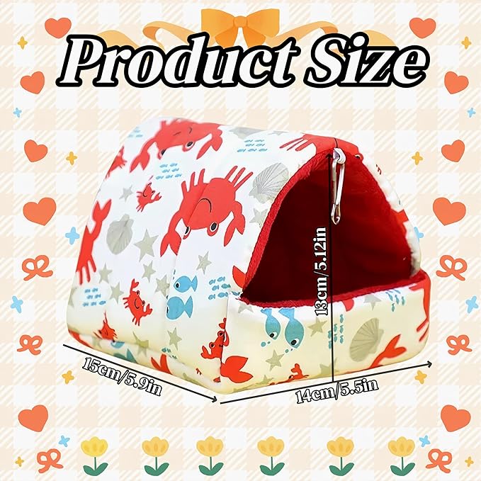 Warm Bird Nest House Plush Birds Hut Bed Hanging Hammock Sleeping Bed Bird Snuggle Cave Hanging Tent for Parrot Parakeet Cockatiel Conure African Grey Macaw-Crab