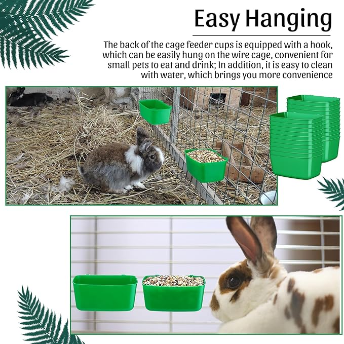 Zhehao 20 Pcs Bird Cage Cups Chicken Feeder Waterer Cups 18 oz Pigeon Feeder Plastic Poultry Wire Cage Hanging Rooster Chicken Water Bowl for Pet Bunny Gamefowl Poultry (Green)