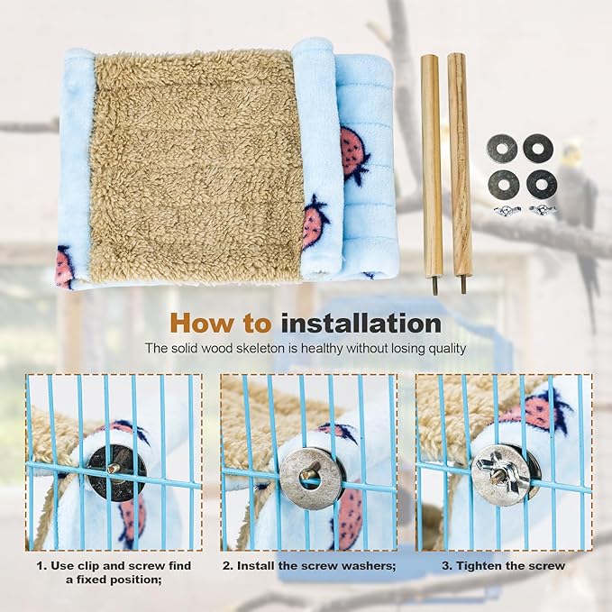 Bird Tent Bed for Cage Hanging Hammock Snuggle Hut Parrot Tent Toy Bird Nest Perch for Parakeet Budgies Cockatiels Cockatoo Finch Conures