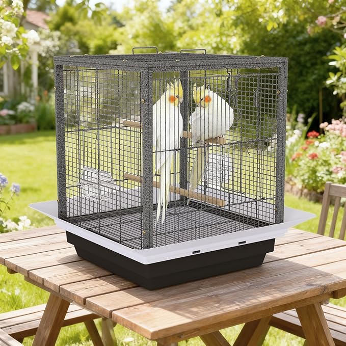 Garvee Small Bird Cage with Playground Stand, 20 Inch High Travel Bird Cage for Parrot, Parrot Carrier for Parakeet, Cockatiels, Budgies Medium Small Sized Birds
